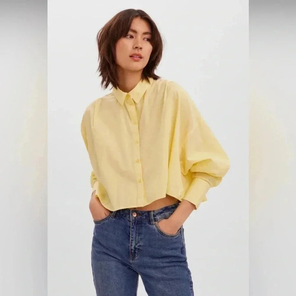 Vera Moda | Gittana LS Crop Shirt - Picture 1 of 12